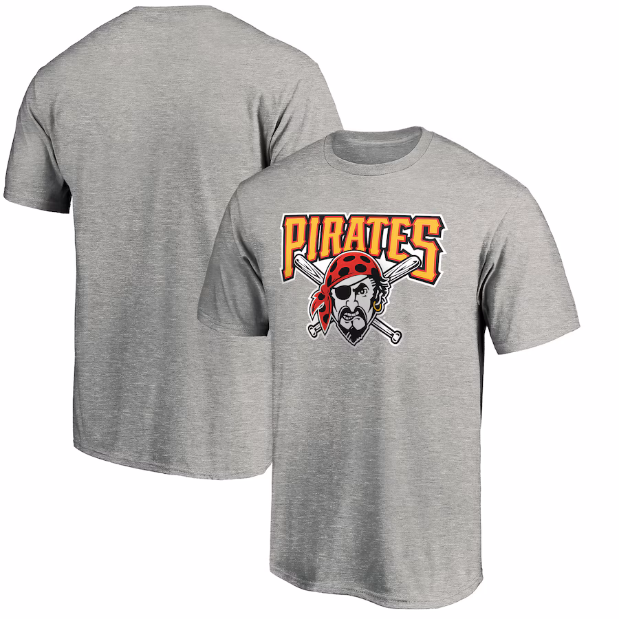 Men's Pittsburgh Pirates Heathered Gray Cooperstown Collection Huntington Logo T-Shirt - ujerseystore