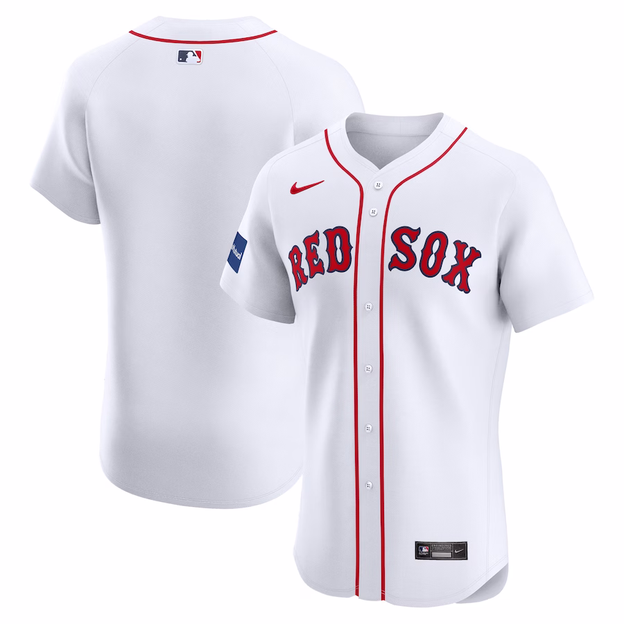 Men's Boston Red Sox Nike White Home Elite Patch Jersey - ujerseystore