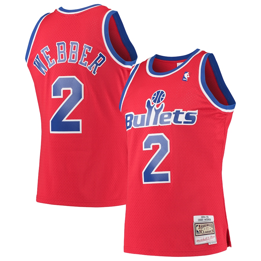 Men's Washington Bullets Chris Webber Mitchell & Ness Red 1994/95 Hardwood Classics Swingman Jersey - ujerseystore