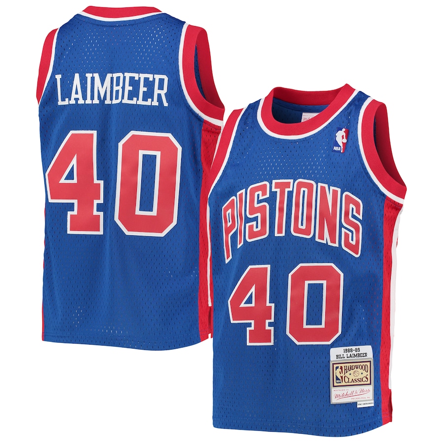 Youth Detroit Pistons Bill Laimbeer Mitchell & Ness Blue 1988/89 Hardwood Classics Swingman Jersey - ujerseystore