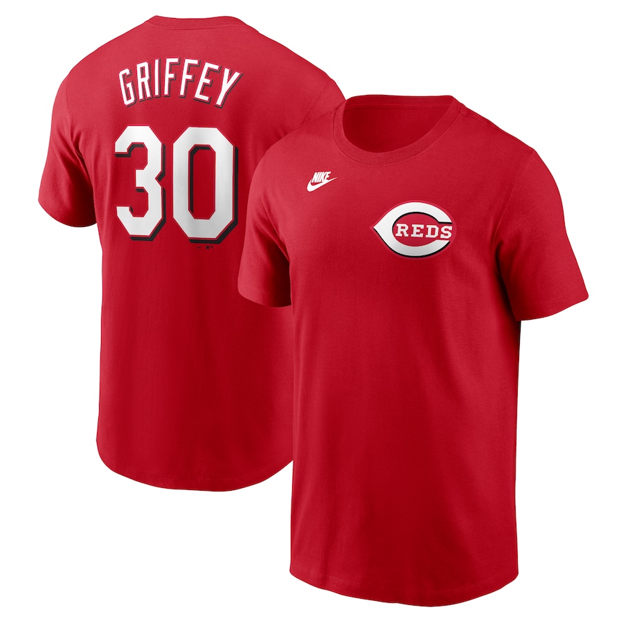Men's Cincinnati Reds Ken Griffey Jr. Nike Red Fuse Name & Number T-Shirt - ujerseystore