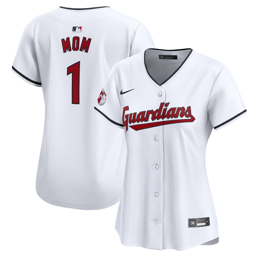 Women's Cleveland Guardians Nike White #1 Mom Home Limited Jersey - ujerseystore