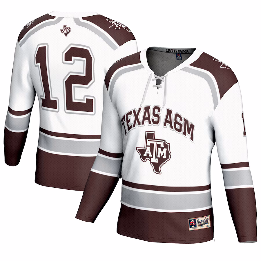 #12 Texas A&M Aggies GameDay Greats Unisex Hockey Fashion Jersey – White - ujerseystore