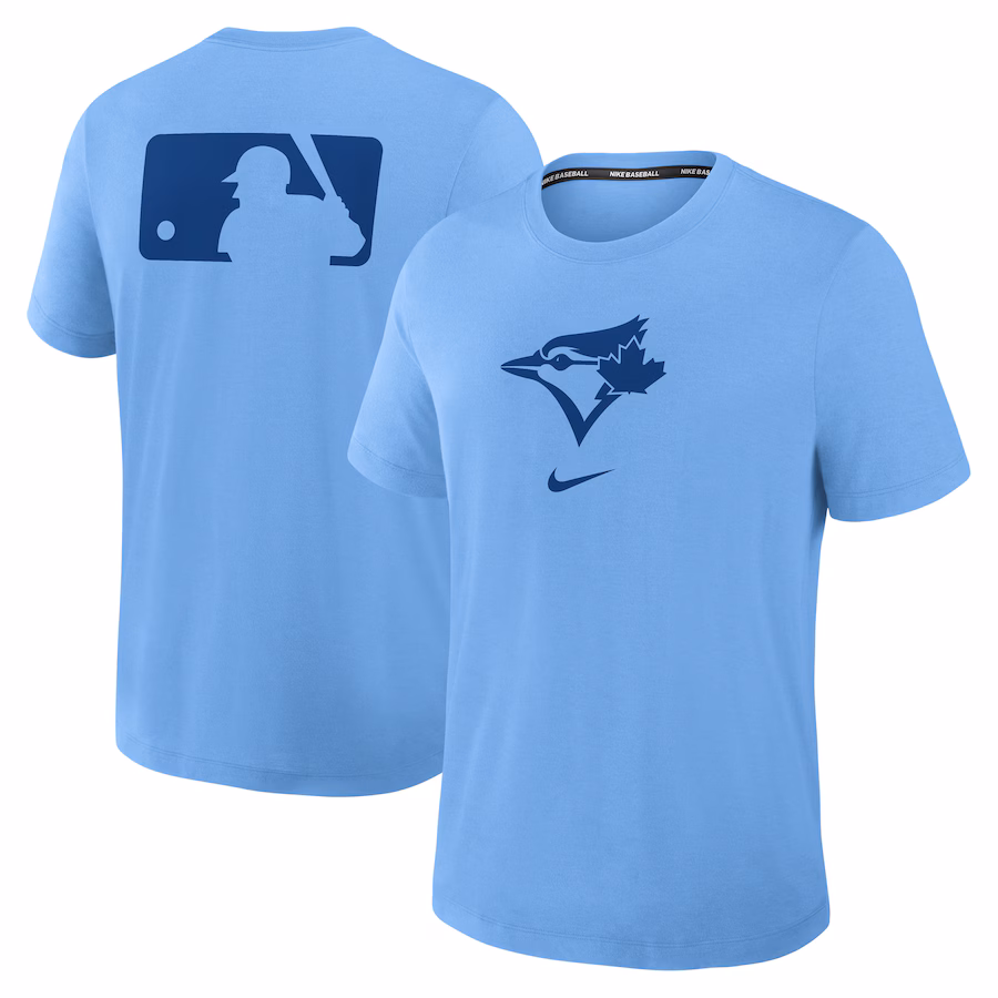 Men's Toronto Blue Jays Nike Powder Blue Authentic Collection Early Work Tri-Blend Performance T-Shirt - ujerseystore