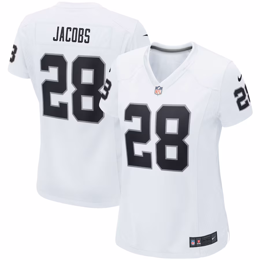 Women's Las Vegas Raiders Josh Jacobs Nike White Player Game Team Jersey - ujerseystore