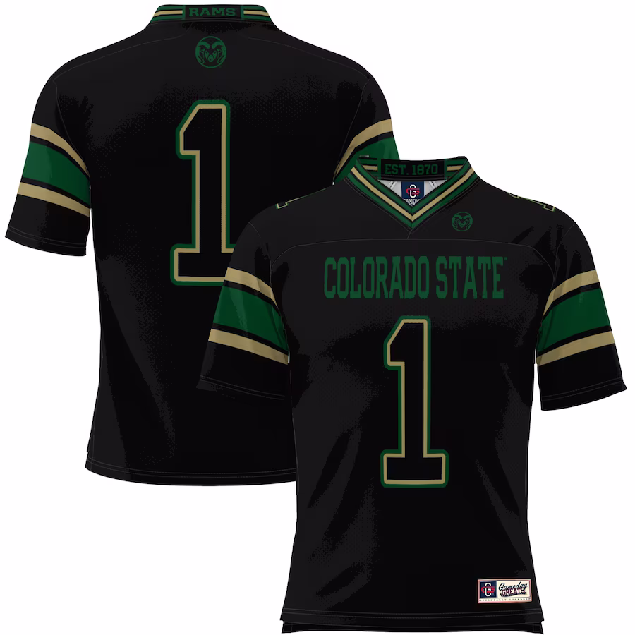 #1 Colorado State Rams GameDay Greats Endzone Football Jersey - Black - ujerseystore