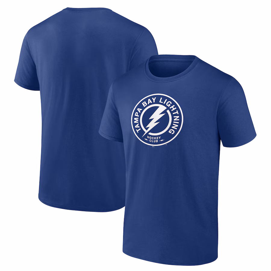 Men's Tampa Bay Lightning Blue Shoulder Patch Logo T-Shirt - ujerseystore