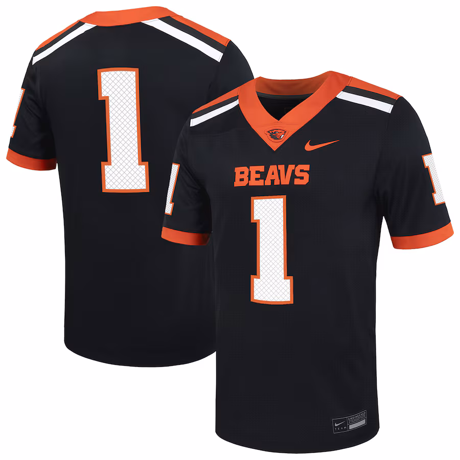 Men's Nike #1 Black Oregon State Beavers Untouchable Football Jersey - ujerseystore