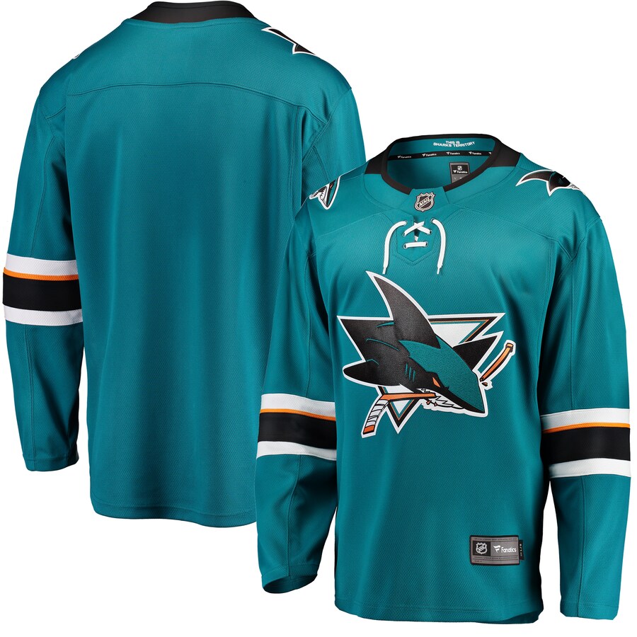 Men's San Jose Sharks Fanatics Branded Teal Breakaway Home Jersey - ujerseystore