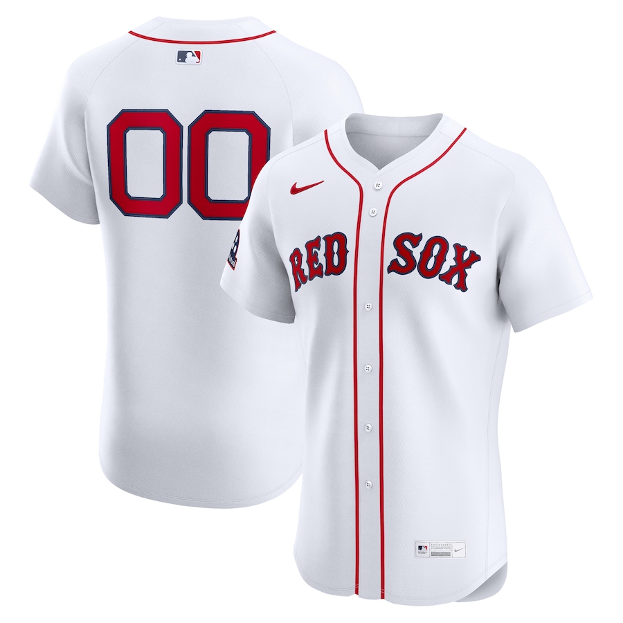 Men's Boston Red Sox Nike White Home Elite Sponsor Patch Custom Jersey - ujerseystore