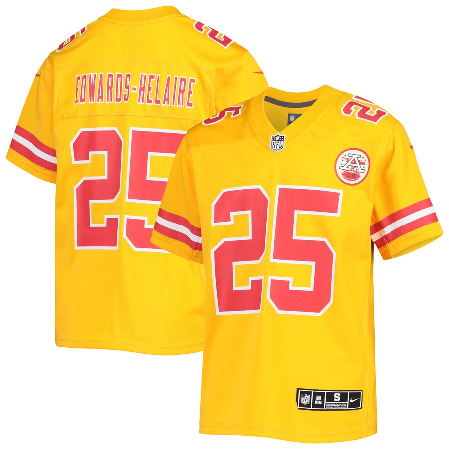 Youth Kansas City Chiefs Clyde Edwards-Helaire Nike Gold Inverted Team Game Jersey - ujerseystore