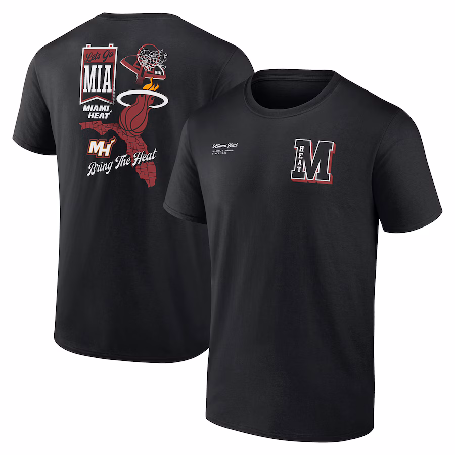 Men's Miami Heat Black Split Zone T-Shirt - ujerseystore