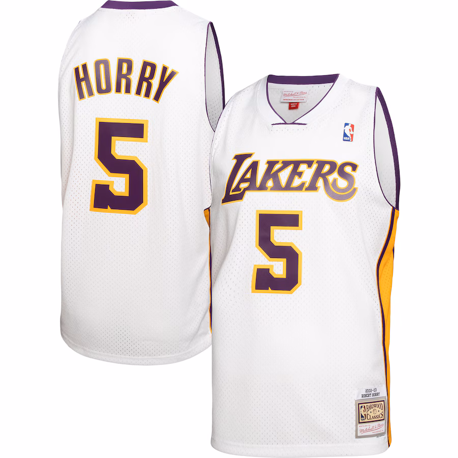 Men's Los Angeles Lakers Robert Horry Mitchell & Ness White 2001/02 Hardwood Classics Swingman Jersey - ujerseystore