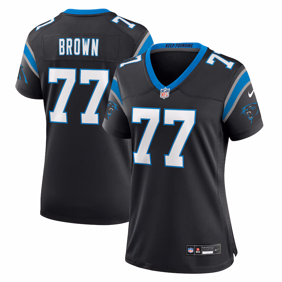 Women's Carolina Panthers Deonte Brown Nike Black Team Game Jersey - ujerseystore