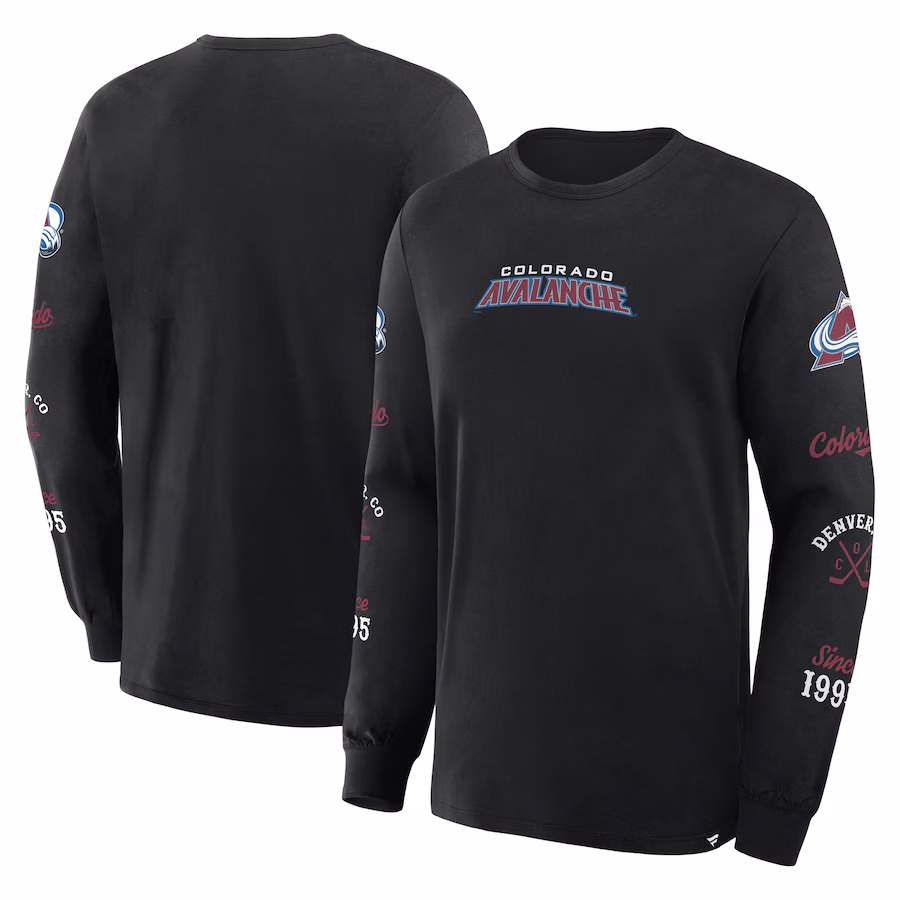 Men's Colorado Avalanche Fanatics Black Boxed In Legacy Long Sleeve T-Shirt - ujerseystore