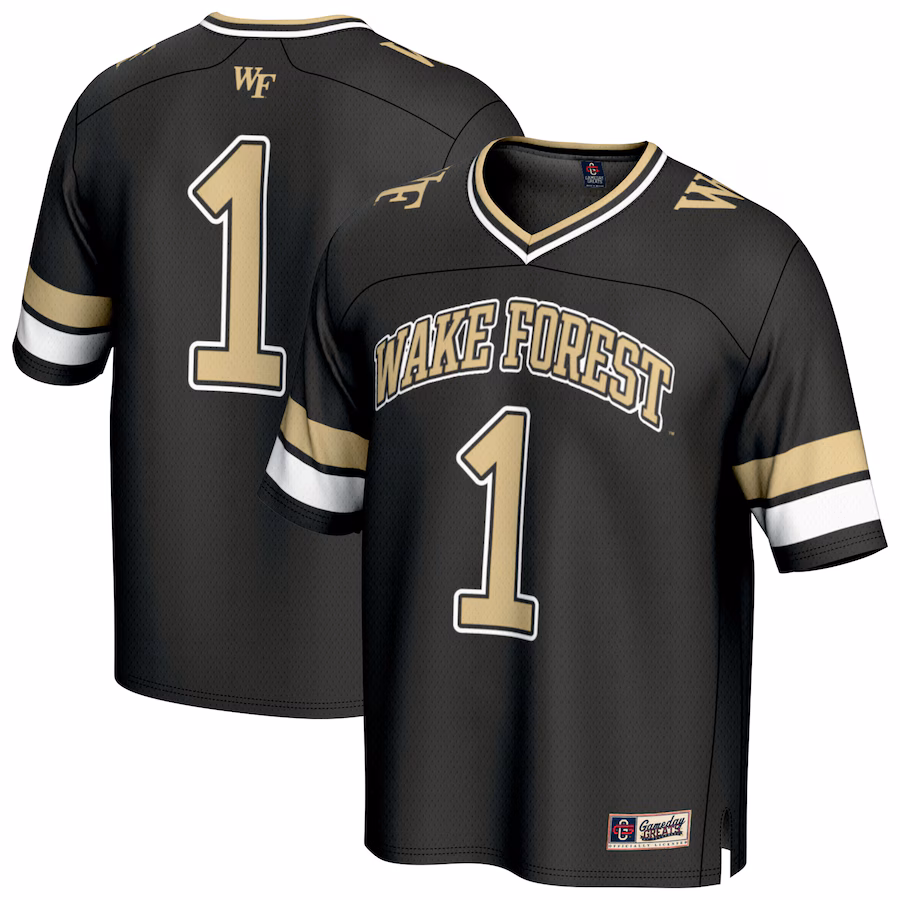 Youth GameDay Greats #1 Black Wake Forest Demon Deacons Collegiate Football Fashion Jersey - ujerseystore