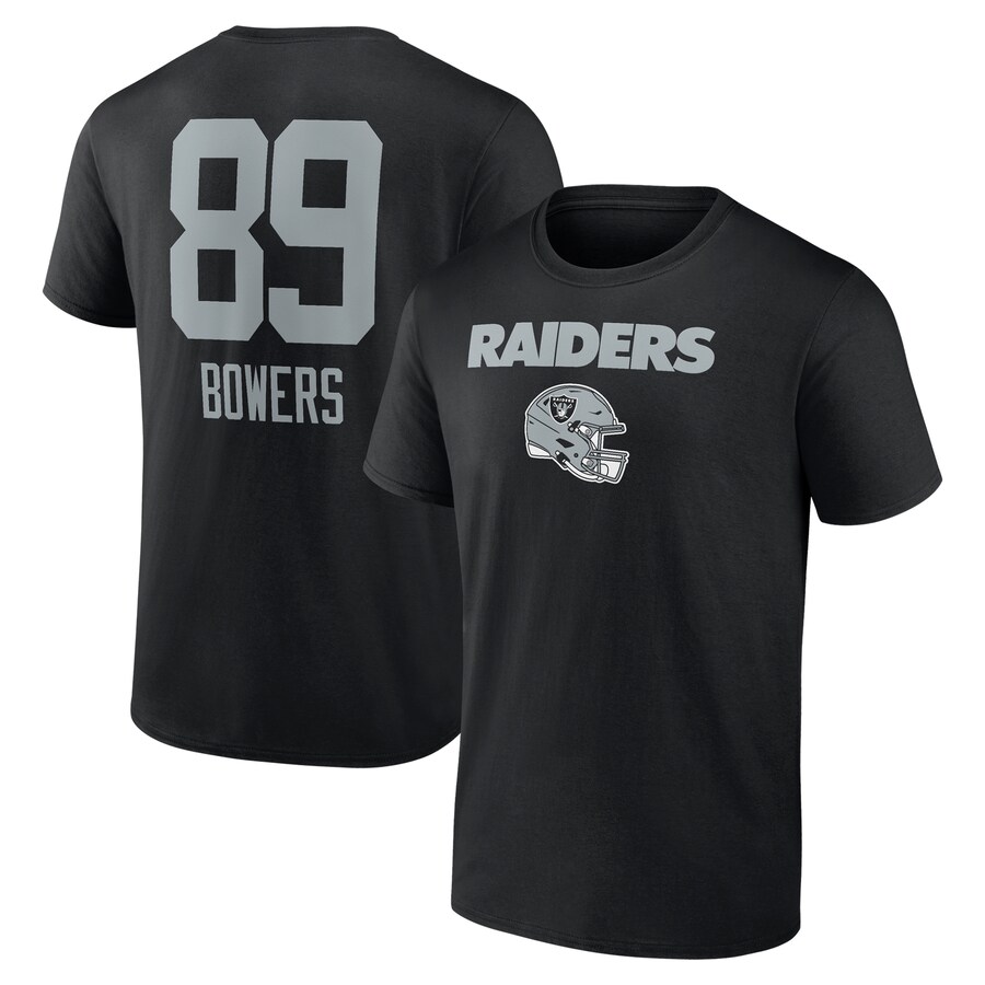 Men's Las Vegas Raiders Brock Bowers Black Name & Number Team Wordmark T-Shirt - ujerseystore