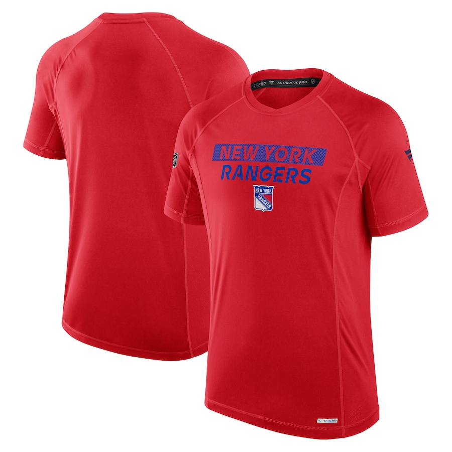 Men's New York Rangers Fanatics Red Authentic Pro Rink Tech T-Shirt - ujerseystore