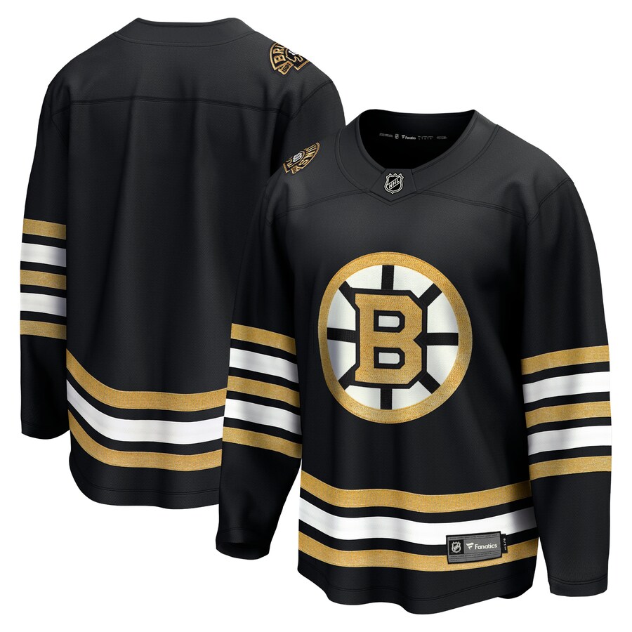 Men's Boston Bruins  Fanatics Branded Black 100th Anniversary Premier Breakaway Jersey - ujerseystore