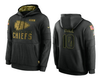 Men's Kansas City Chiefs #10 Tyreek Hill Black 2020 Salute To Service Sideline Performance Pullover Hoodie - ujerseystore