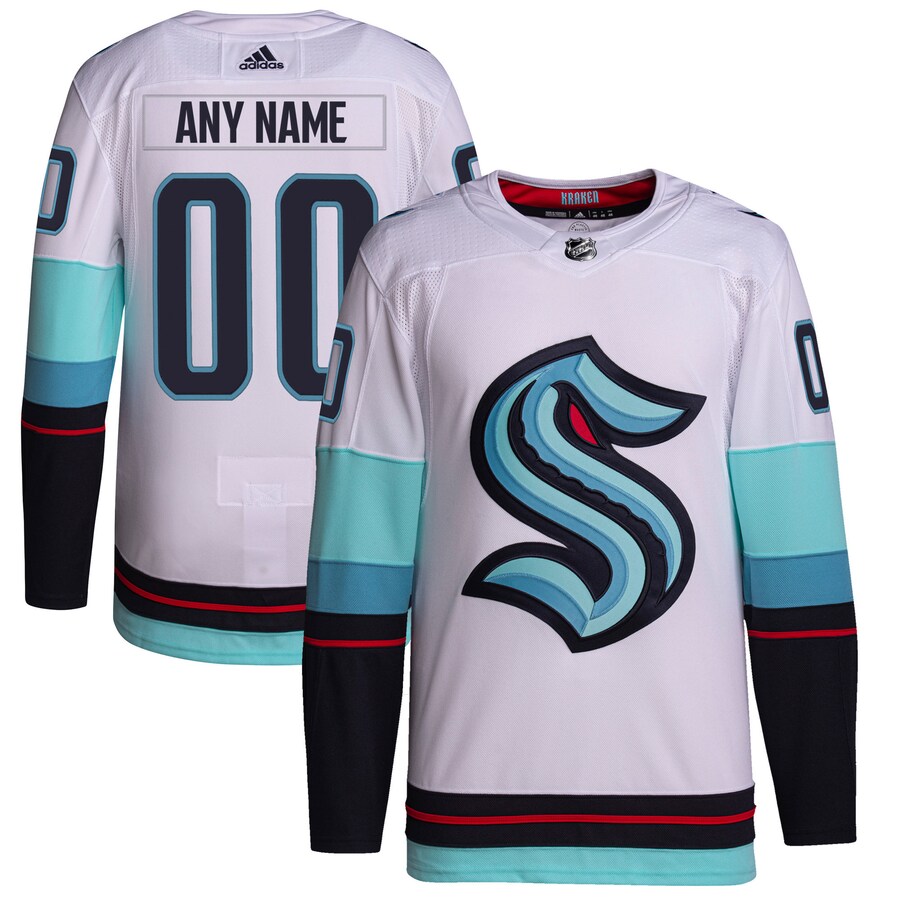Men's Seattle Kraken adidas White Away Primegreen Authentic Custom Jersey - ujerseystore