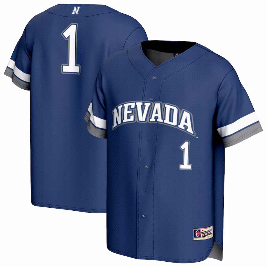 Youth GameDay Greats #1 Navy Nevada Wolf Pack Lightweight Collegiate Baseball Fashion Jersey - ujerseystore