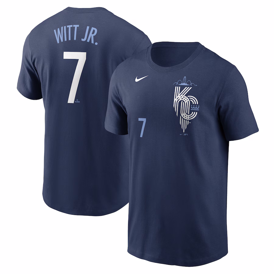Men's Kansas City Royals Bobby Witt Jr. Nike Navy City Connect Fuse Name & Number T-Shirt - ujerseystore