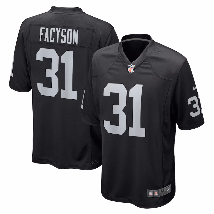 Men's Las Vegas Raiders Brandon Facyson Nike  Black Team Game Jersey - ujerseystore