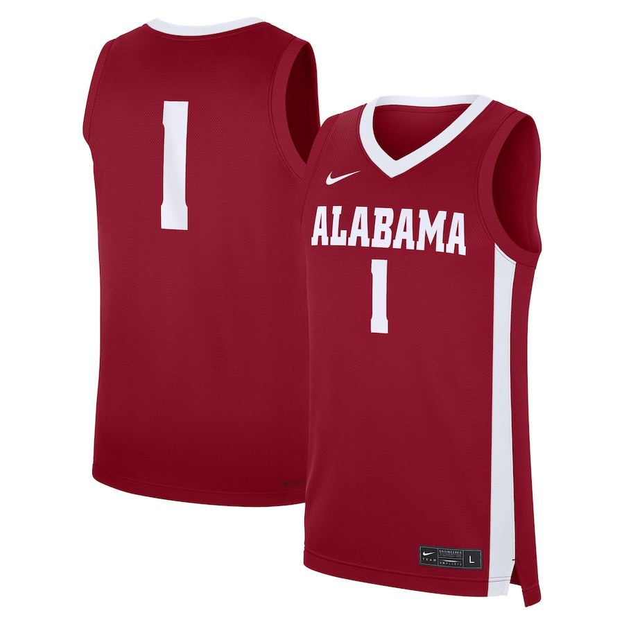 Men's Nike #1 Crimson Alabama Crimson Tide Road Replica Jersey - ujerseystore