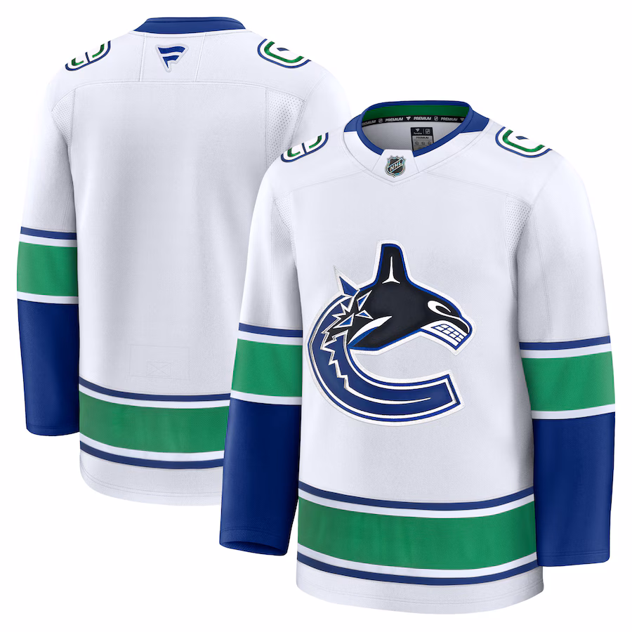Men's Vancouver Canucks Fanatics White Away Premium Jersey - ujerseystore