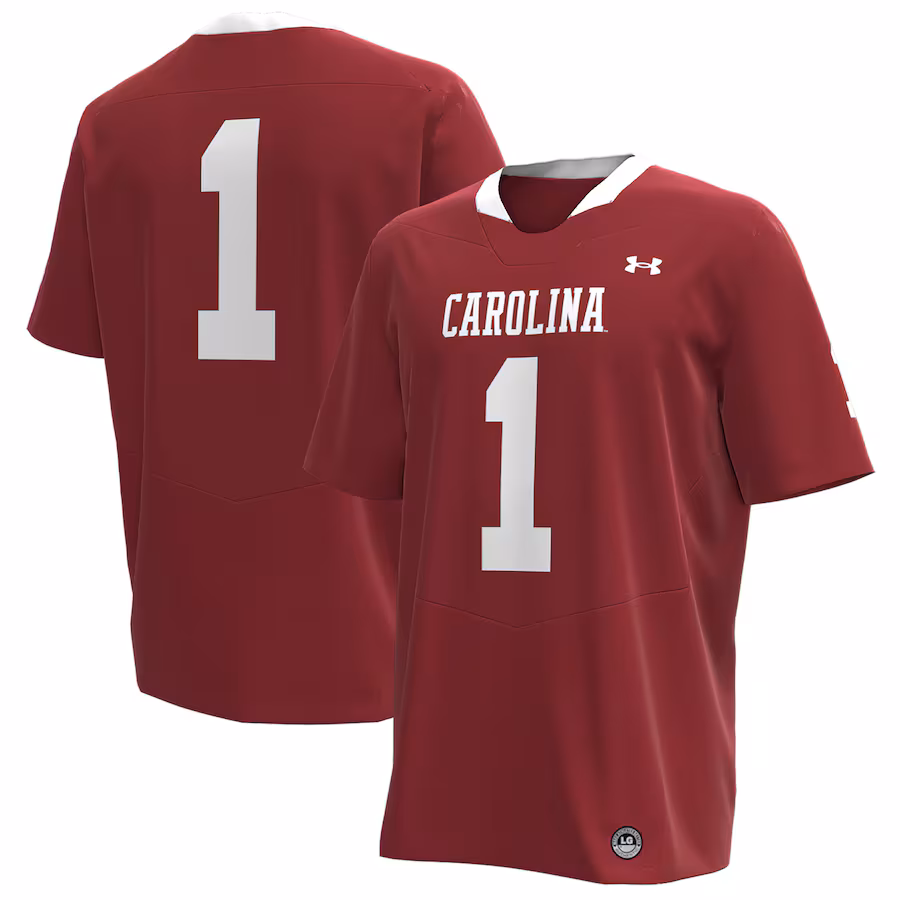 Men's Under Armour #1 Garnet South Carolina Gamecocks Throwback Replica Jersey - ujerseystore