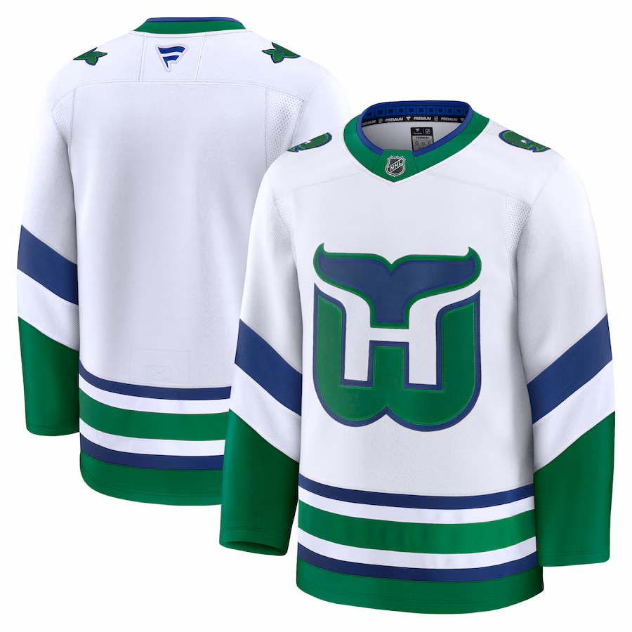 Men's Carolina Hurricanes Fanatics White Throwback Premium Jersey - ujerseystore
