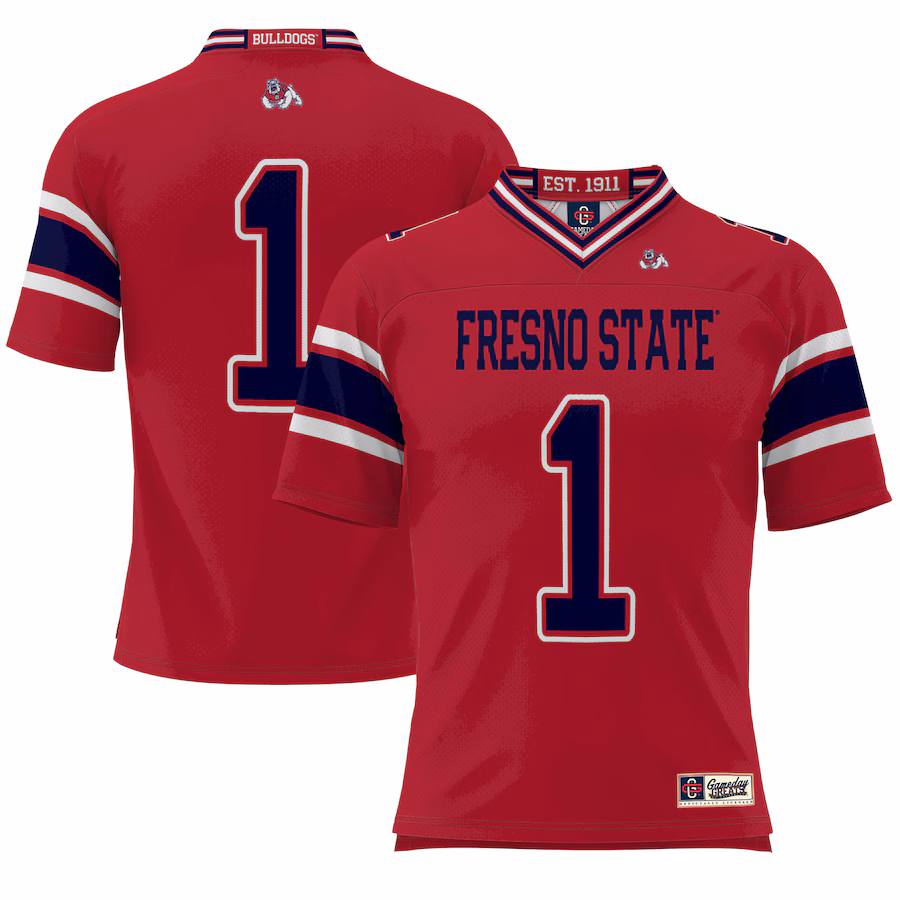 #1 Fresno State Bulldogs GameDay Greats Youth Endzone Football Jersey - Red - ujerseystore