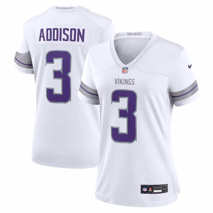 Women's Minnesota Vikings Jordan Addison Nike White Alternate Game Player Jersey - ujerseystore