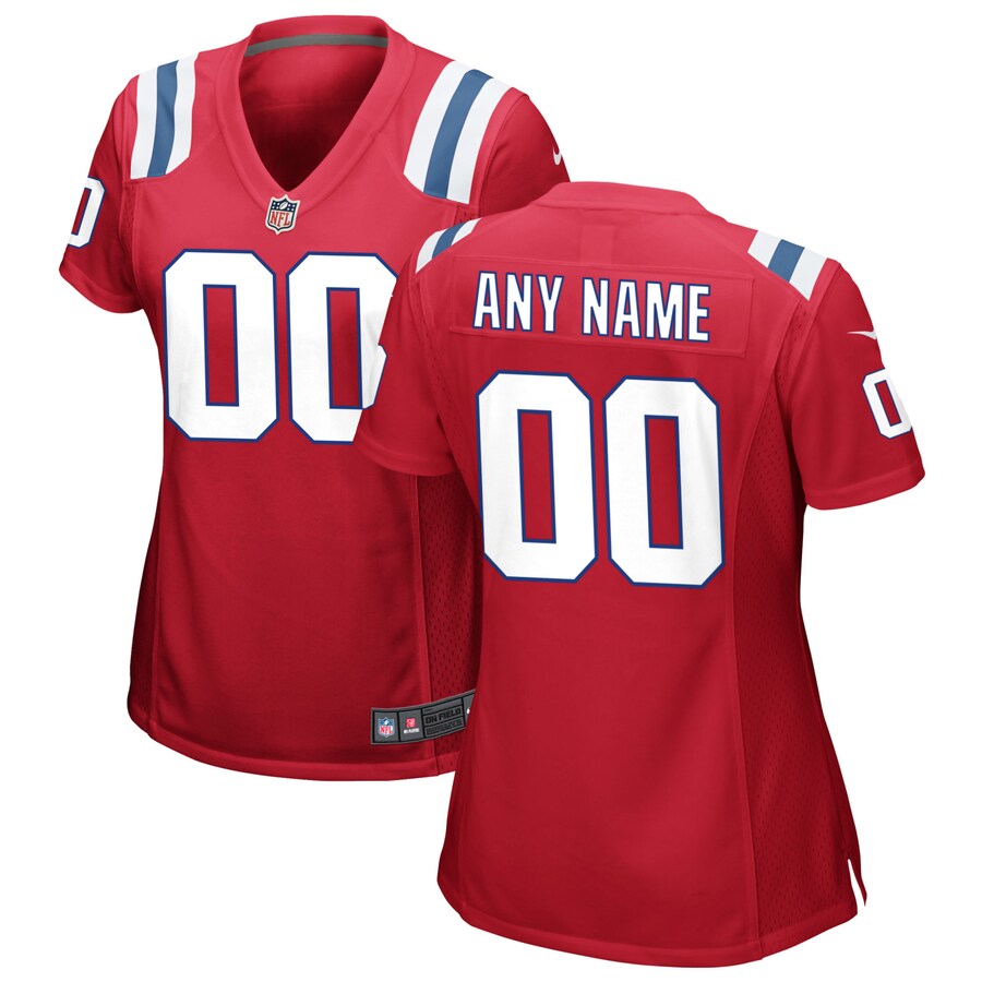 Women's New England Patriots Nike Red Alternate Custom Jersey - ujerseystore