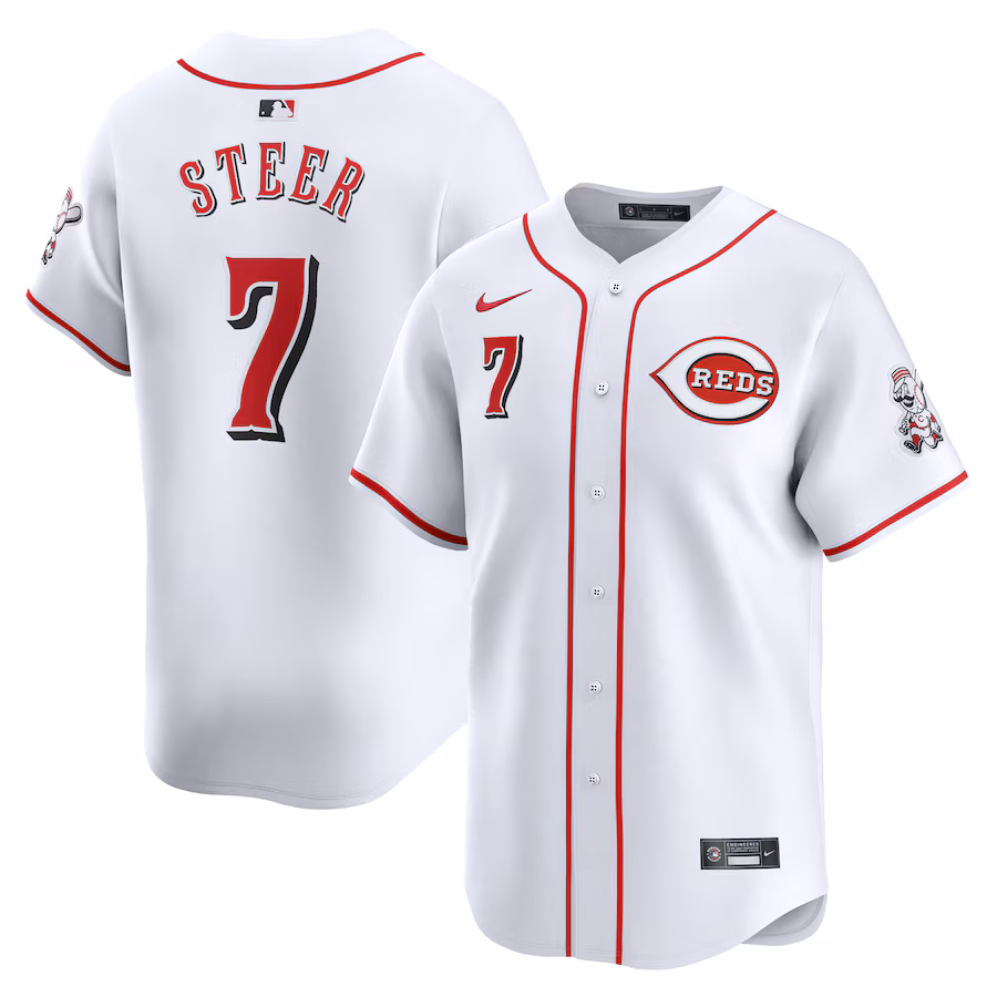 Men's Cincinnati Reds Spencer Steer Nike White Home Limited Player Jersey - ujerseystore