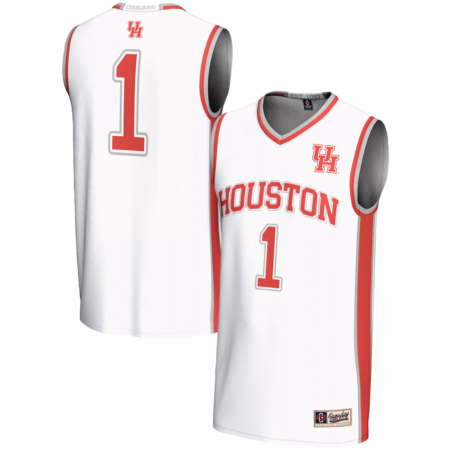 Youth GameDay Greats #1 White Houston Cougars Lightweight Basketball Jersey - ujerseystore