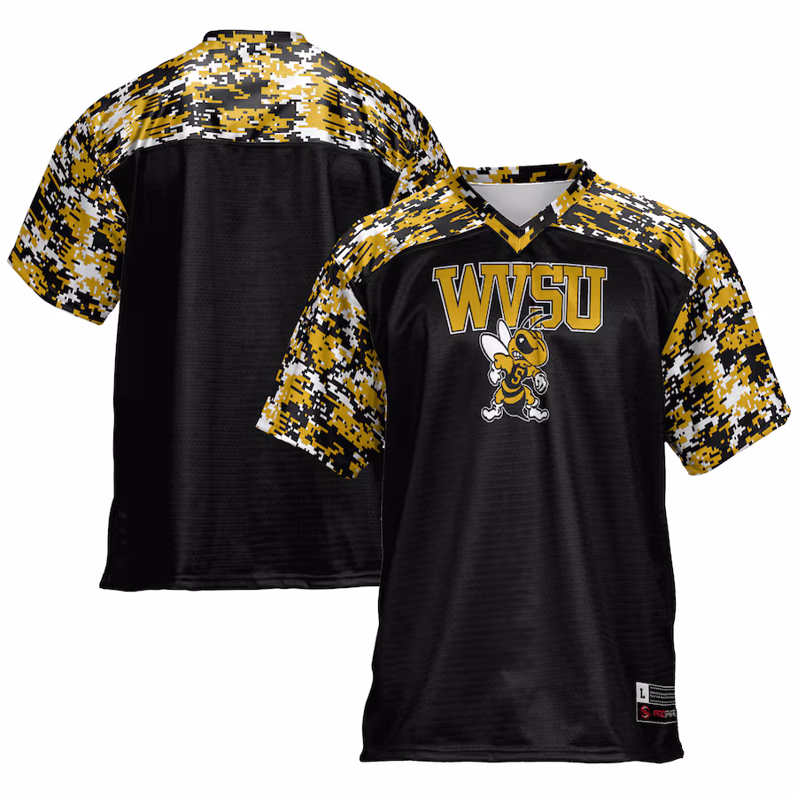 Men's GameDay Greats Black West Virginia State Yellow Jackets Football Jersey - ujerseystore
