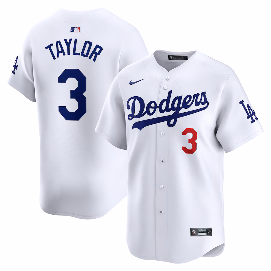 Men's Los Angeles Dodgers Chris Taylor Nike White Home Limited Player Jersey - ujerseystore