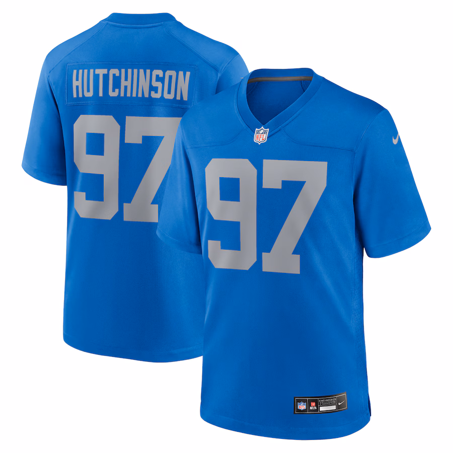 Men's Detroit Lions Aidan Hutchinson Nike  Blue Alternate Game Jersey - ujerseystore