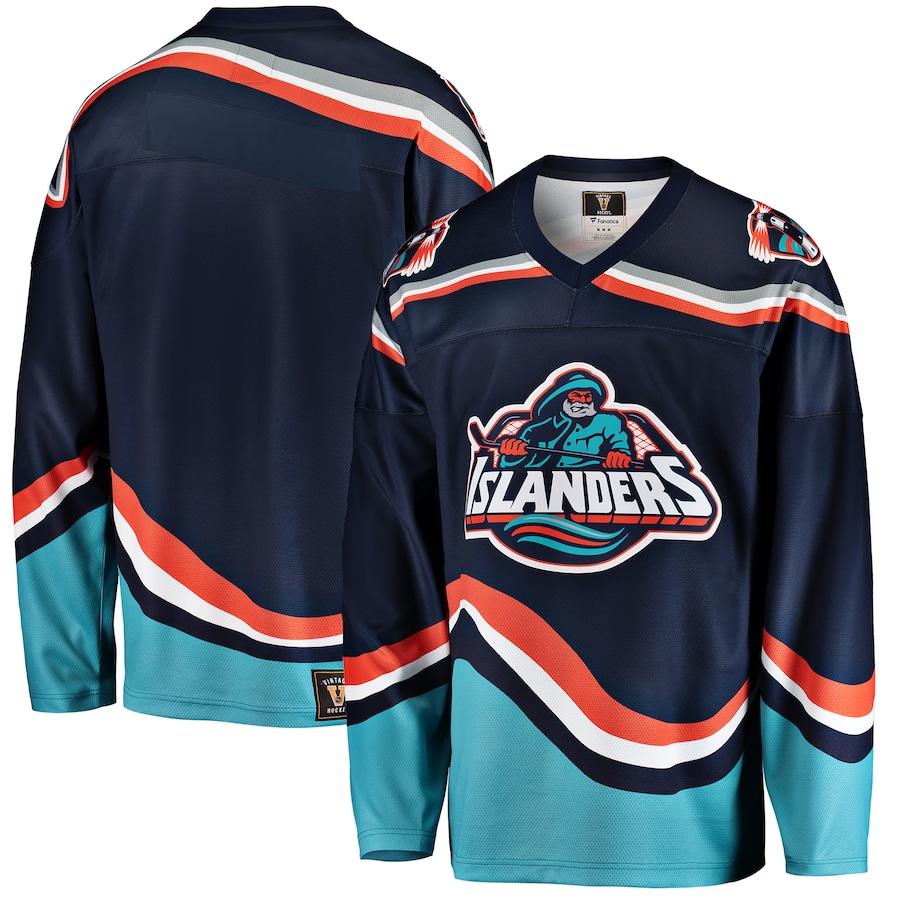 Men's New York Islanders Fanatics Branded Navy Premier Breakaway Heritage Blank Jersey - ujerseystore