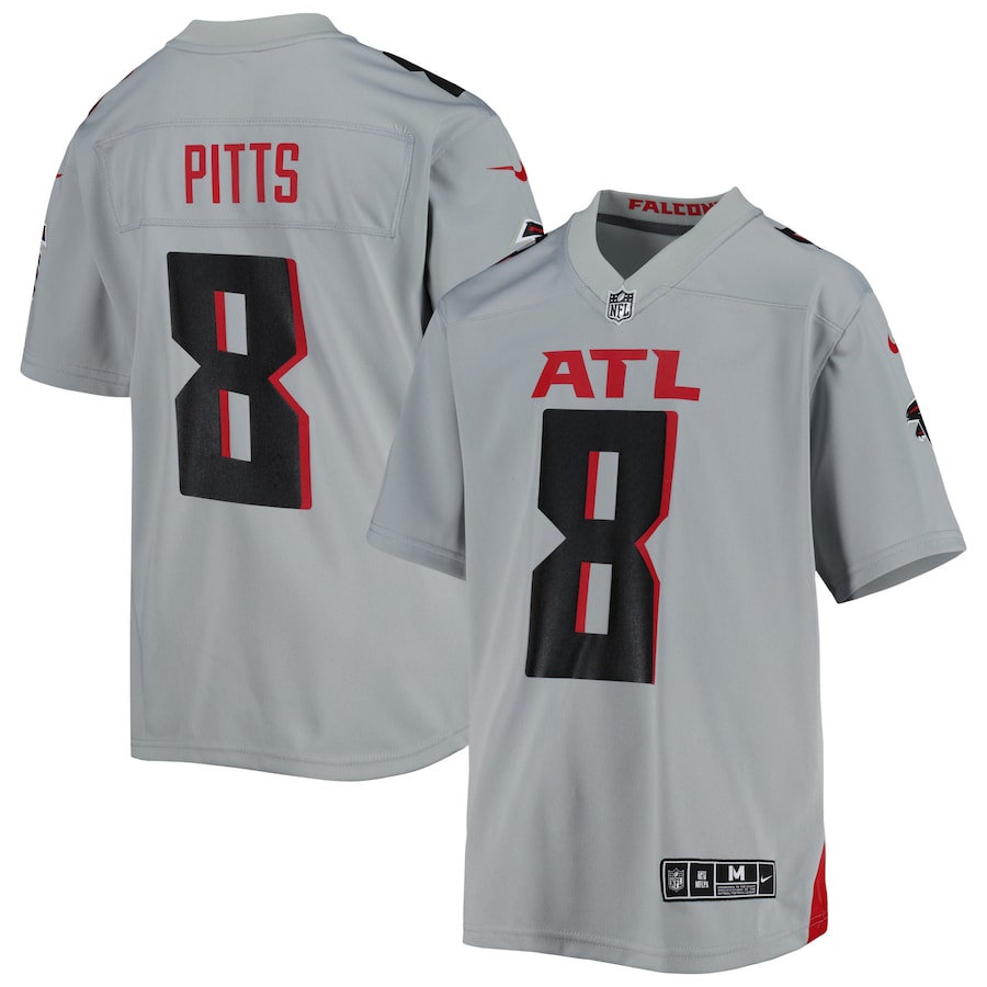 Youth Atlanta Falcons Kyle Pitts Nike Gray Inverted Game Jersey - ujerseystore