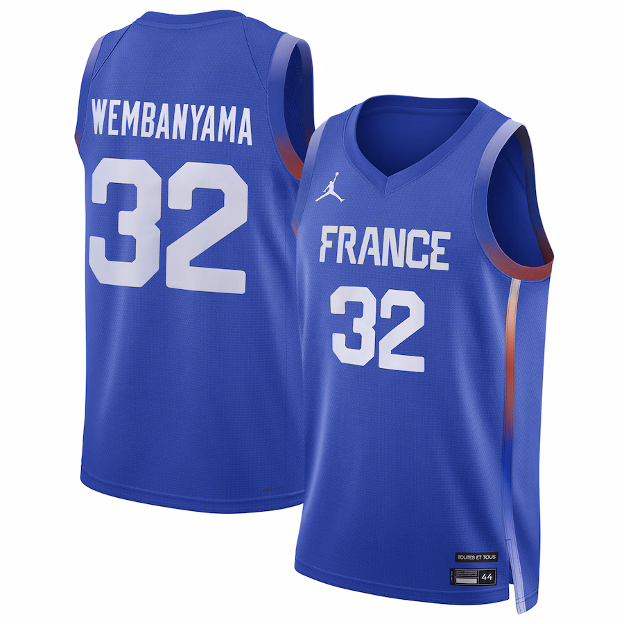 Men's France Basketball Victor Wembanyama Jordan Brand Royal 2024 Summer Olympics Player Limited Basketball Jersey - ujerseystore