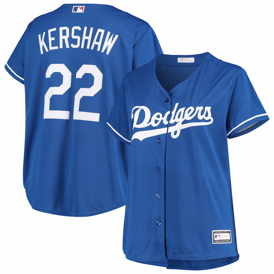 Women's Los Angeles Dodgers Clayton Kershaw Royal Plus Size Replica Player Jersey - ujerseystore