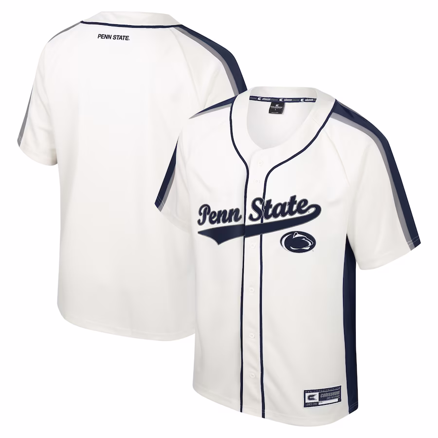 Penn State Nittany Lions Colosseum Ruth Button-Up Baseball Jersey - Cream - ujerseystore