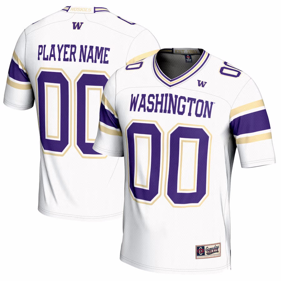 Washington Huskies GameDay Greats NIL Pick-A-Player Football Jersey - White - ujerseystore