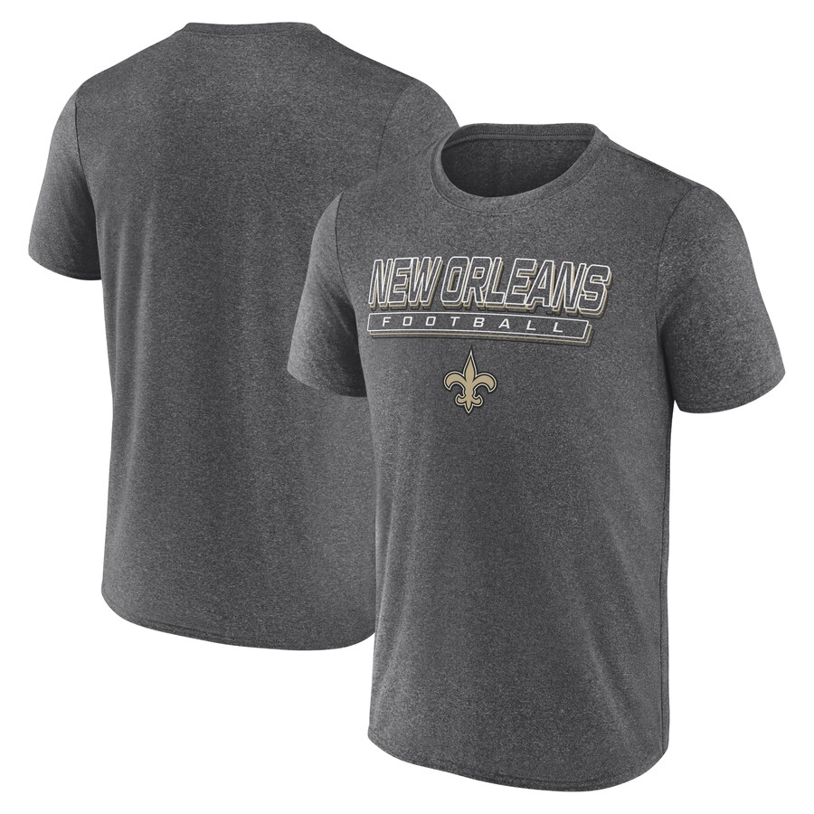 Men's New Orleans Saints Fanatics Heather Charcoal Quick Repeat Long Sleeve T-Shirt - ujerseystore