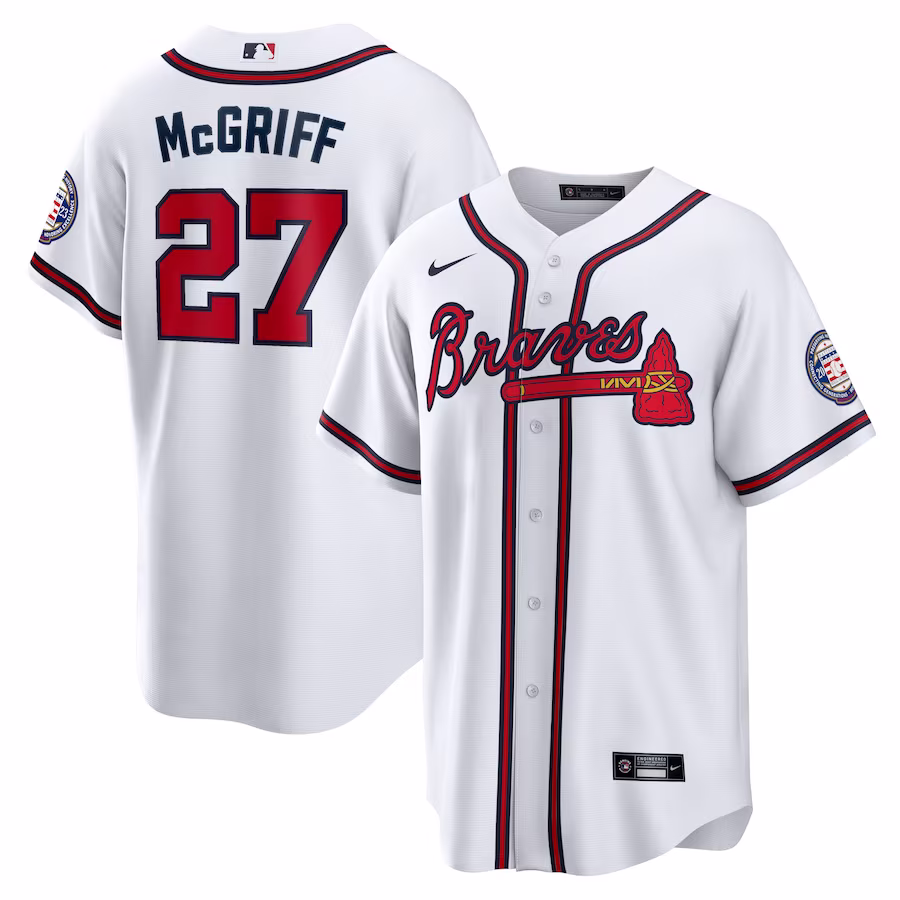 Men's Atlanta Braves Fred McGriff Nike White 2023 Hall of Fame Patch Inline Replica Jersey - ujerseystore