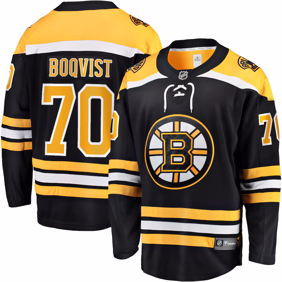 Men's Boston Bruins Jesper Boqvist Fanatics Black Home Breakaway Jersey - ujerseystore