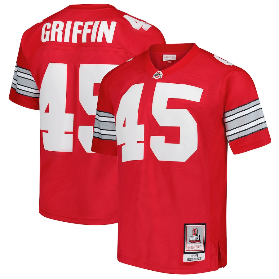 Men's Mitchell & Ness Archie Griffin Scarlet Ohio State Buckeyes 1974 Replica Throwback Jersey - ujerseystore